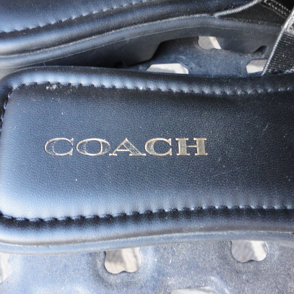 COACH Black Slip On Sliders Sandals Size 6 - Picture 9 of 9
